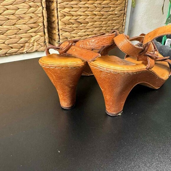 Bolo Brown wooden leather heel Sandals Size 10‎ BL6026 - Picture 5 of 9